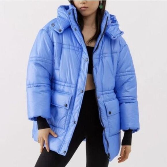Urban Outfitters OB1649500 Women's Sz M Blue Hooded Oversized Puffer Jacket - Picture 15 of 16